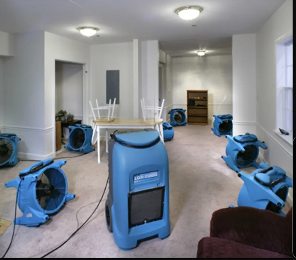 Air movers and dehumidifier setup for Water Extraction & Removal in Fort Worth