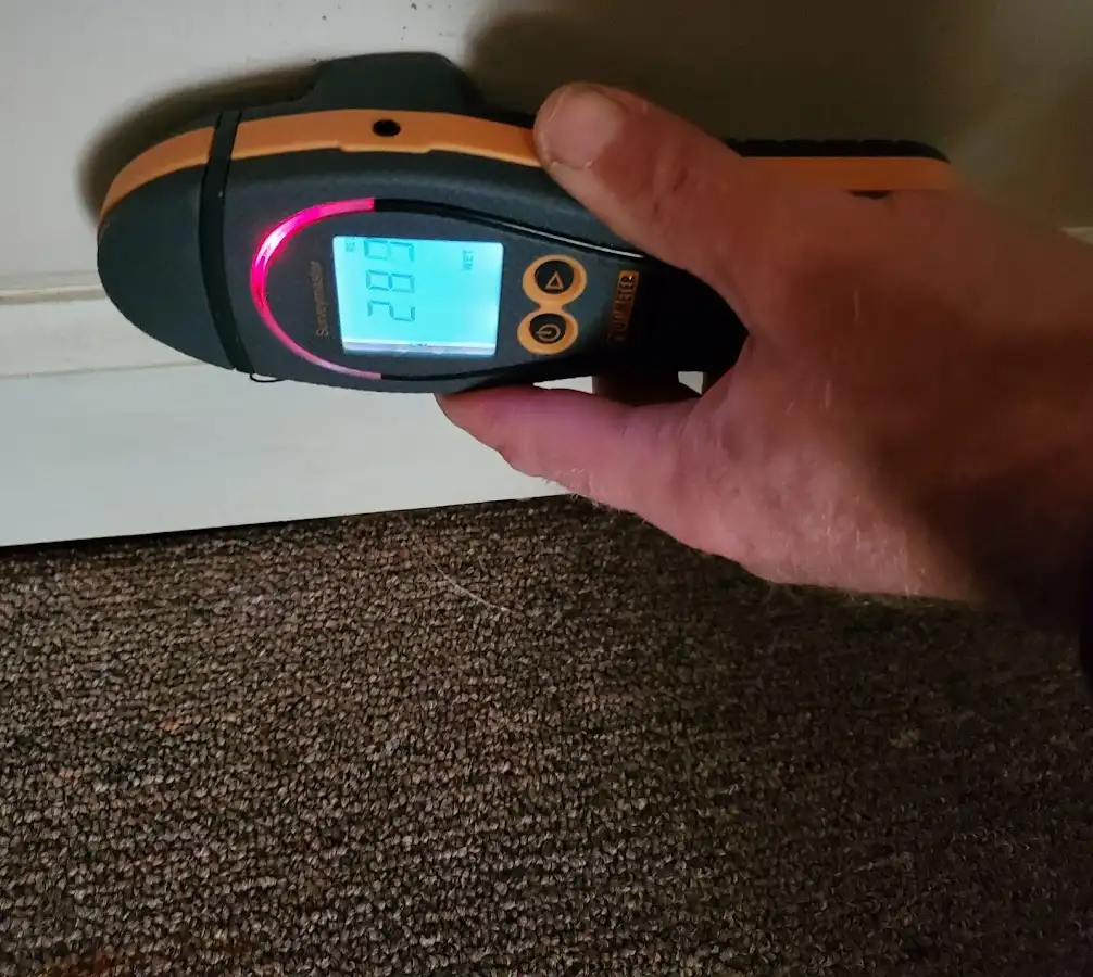 Moisture detection at baseboard during Burst Pipe Cleanup in Fort Worth